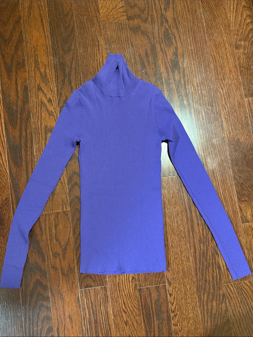 Maje Purple Slim Ribbed Turtleneck Sweater